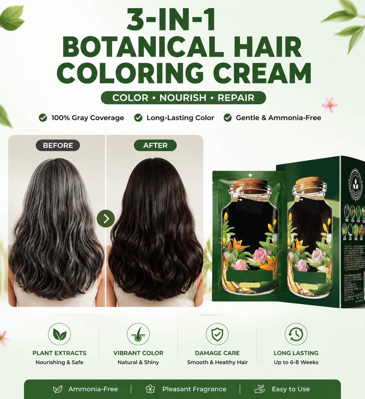 🔥Flash Sale💖 3-In-1 Botanical Hair Coloring Cream