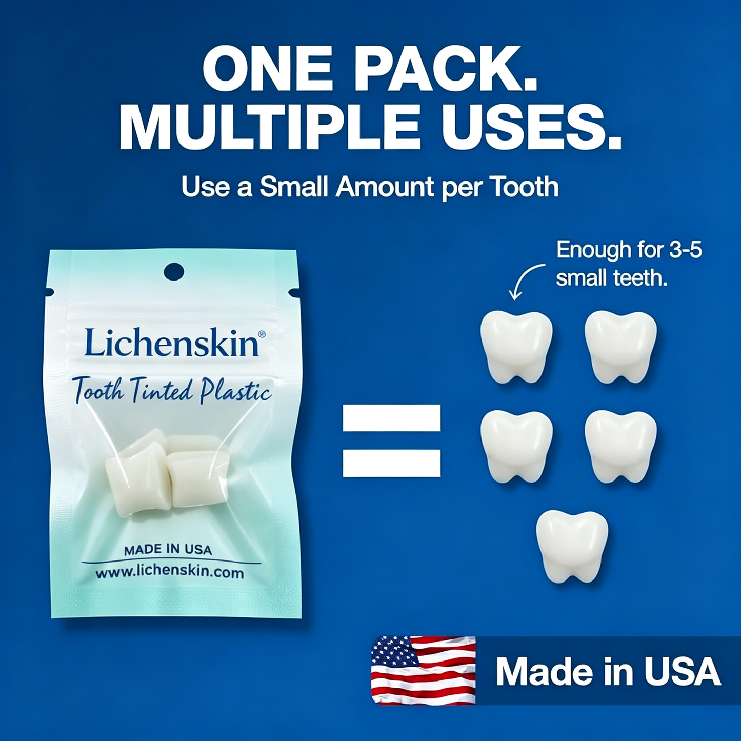 Lichenskin® Tooth Tinted Plastic - Natural Color - Temporary Tooth - Made in USA