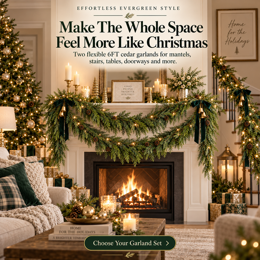 🎄2-Pack 6FT  Real-Touch  Artificial Cedar Garland